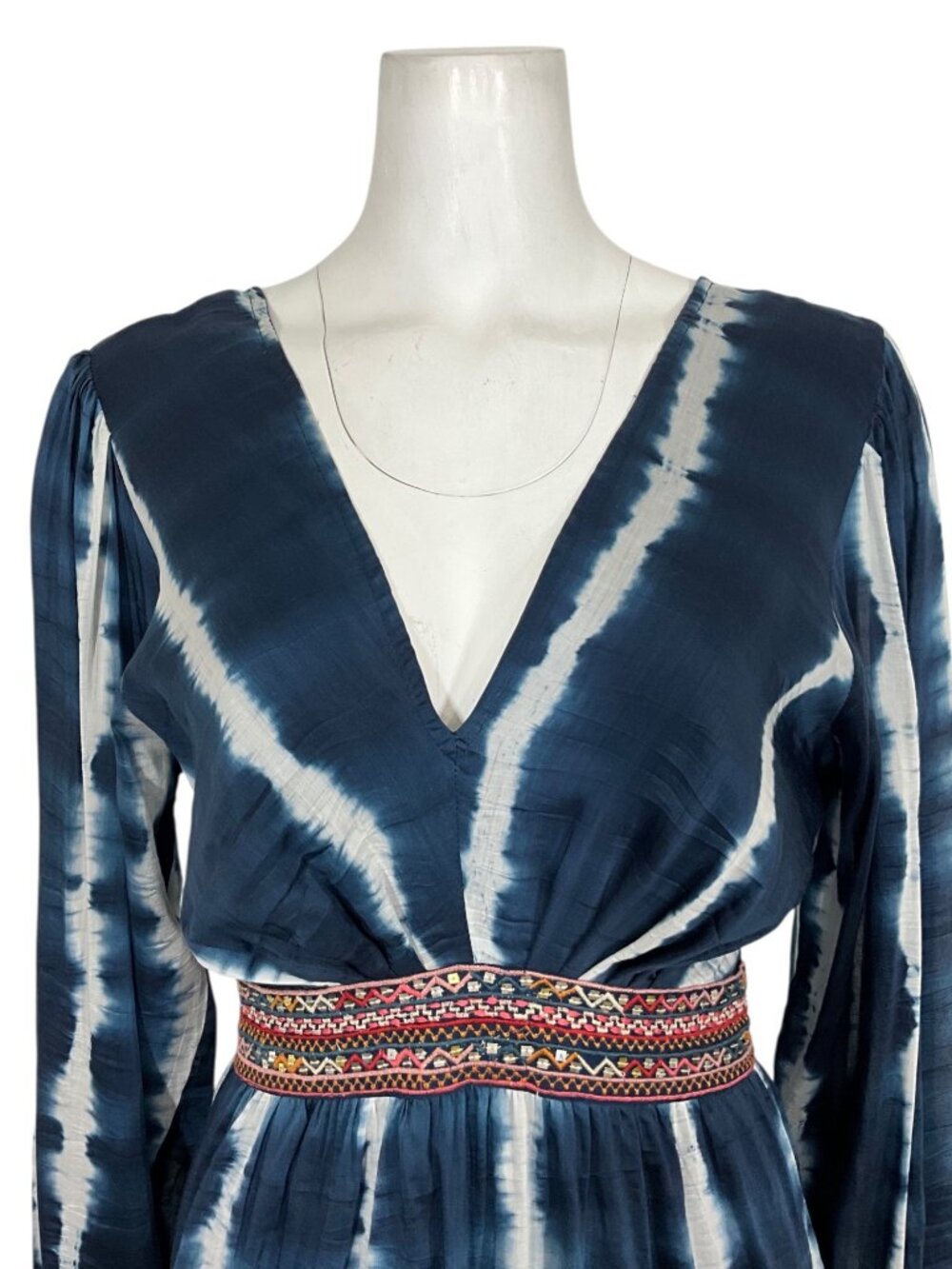 Anthropologie Verb by Pallavi Singhee Beaded Tie-Dye Mini Dress M Blue - Picture 10 of 16